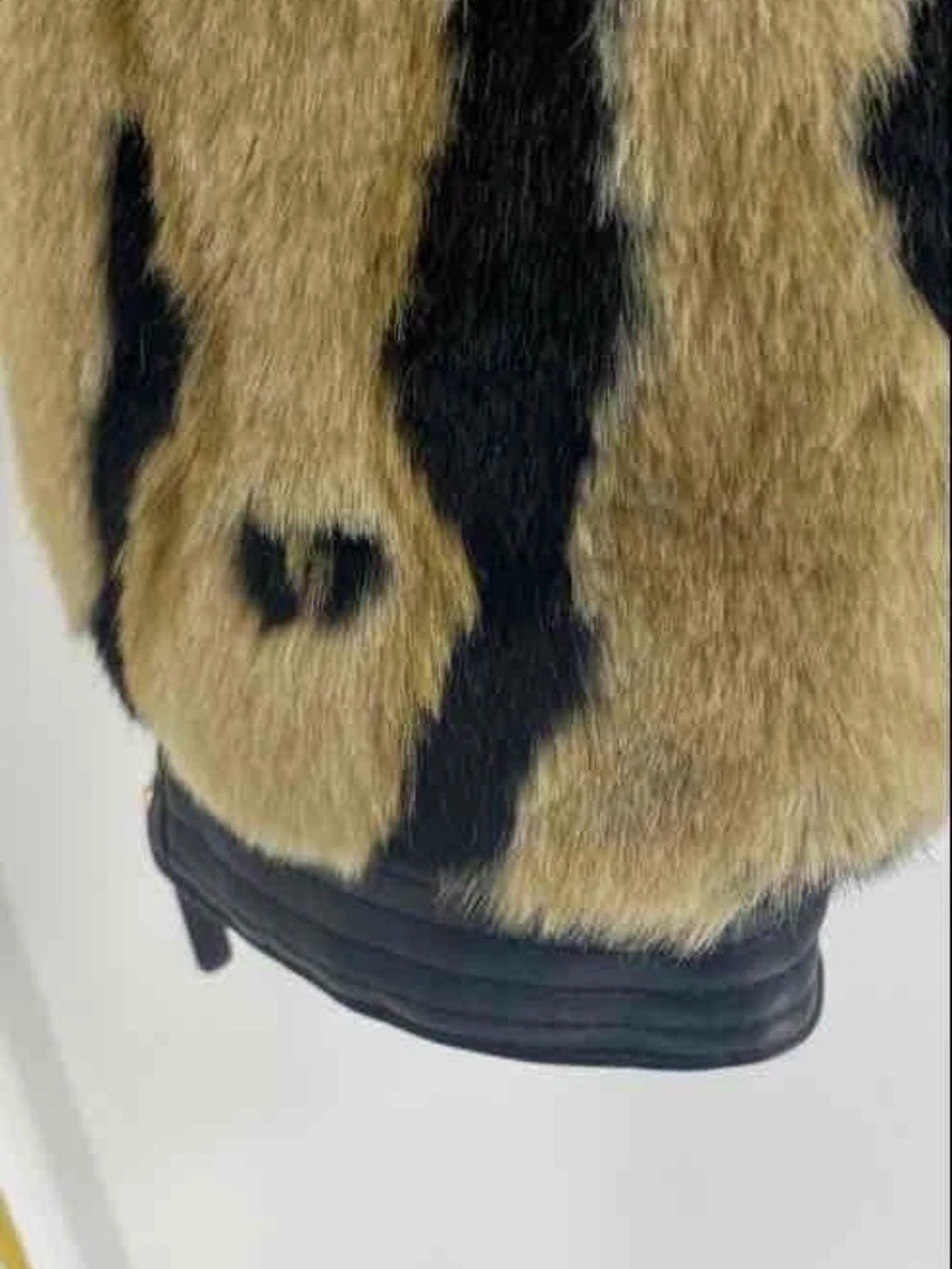 Karl Lagerfeld Leopard Faux Fur Bomber Jacket - Tan & Black - Picture 6 of 9